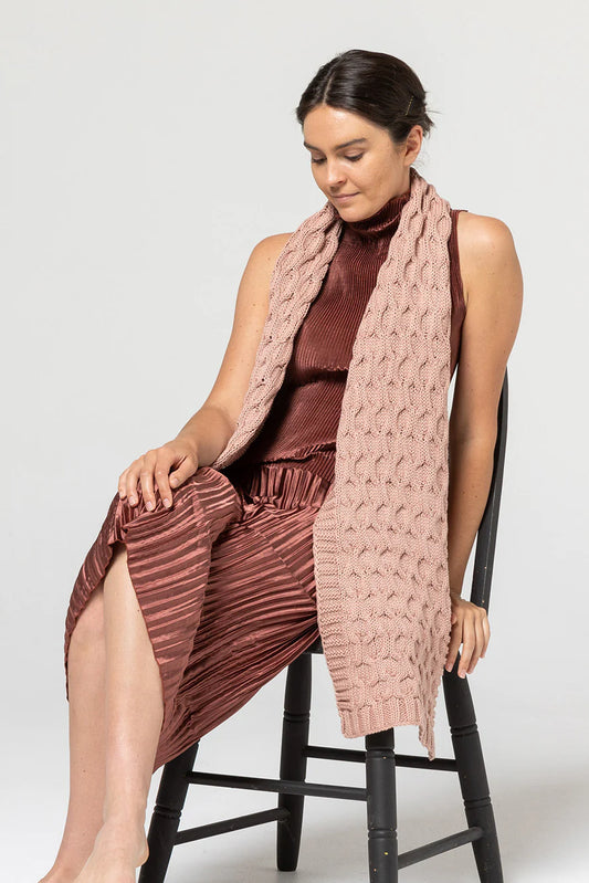 Indus Chain Stitch Knit Scarf Blush