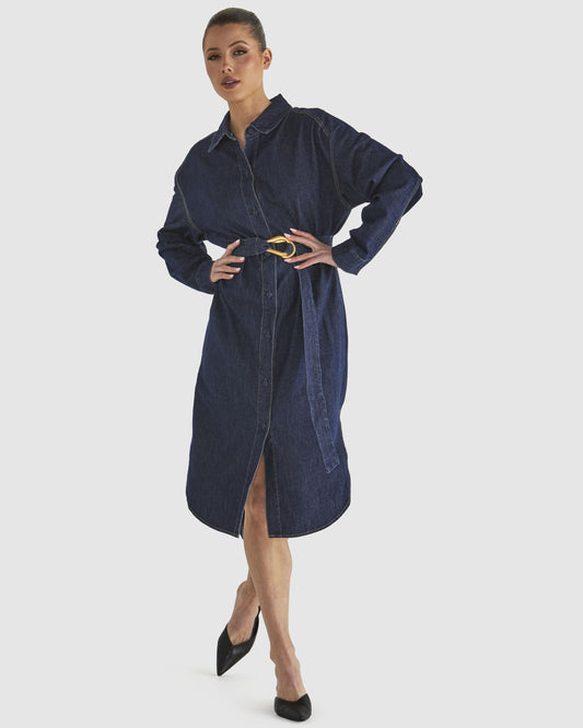 Soaring Shirt Dress Indigo Wash Navy
