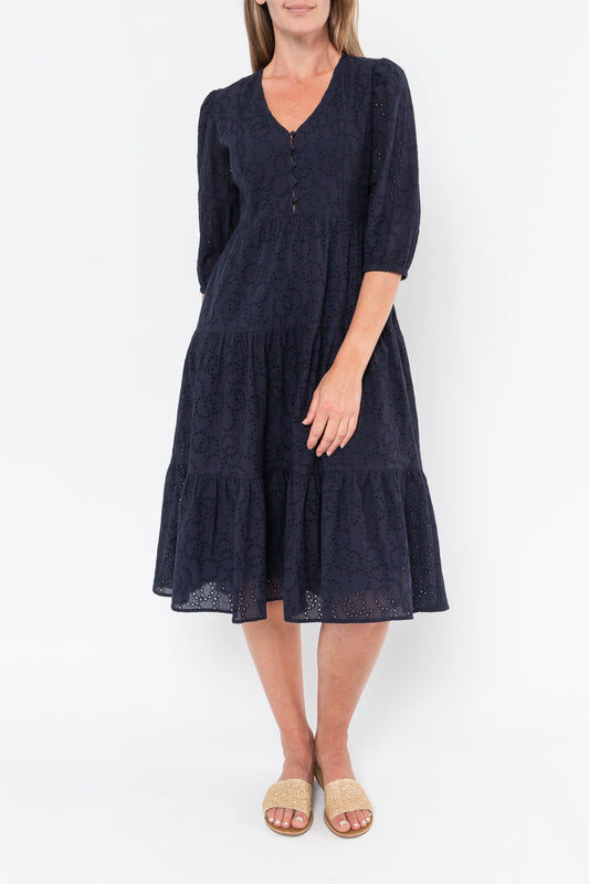 Jump Broderie Dress Ink Navy
