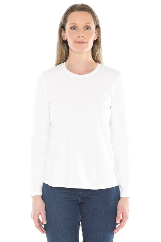 Crew Neck Long Sleeve Tee White