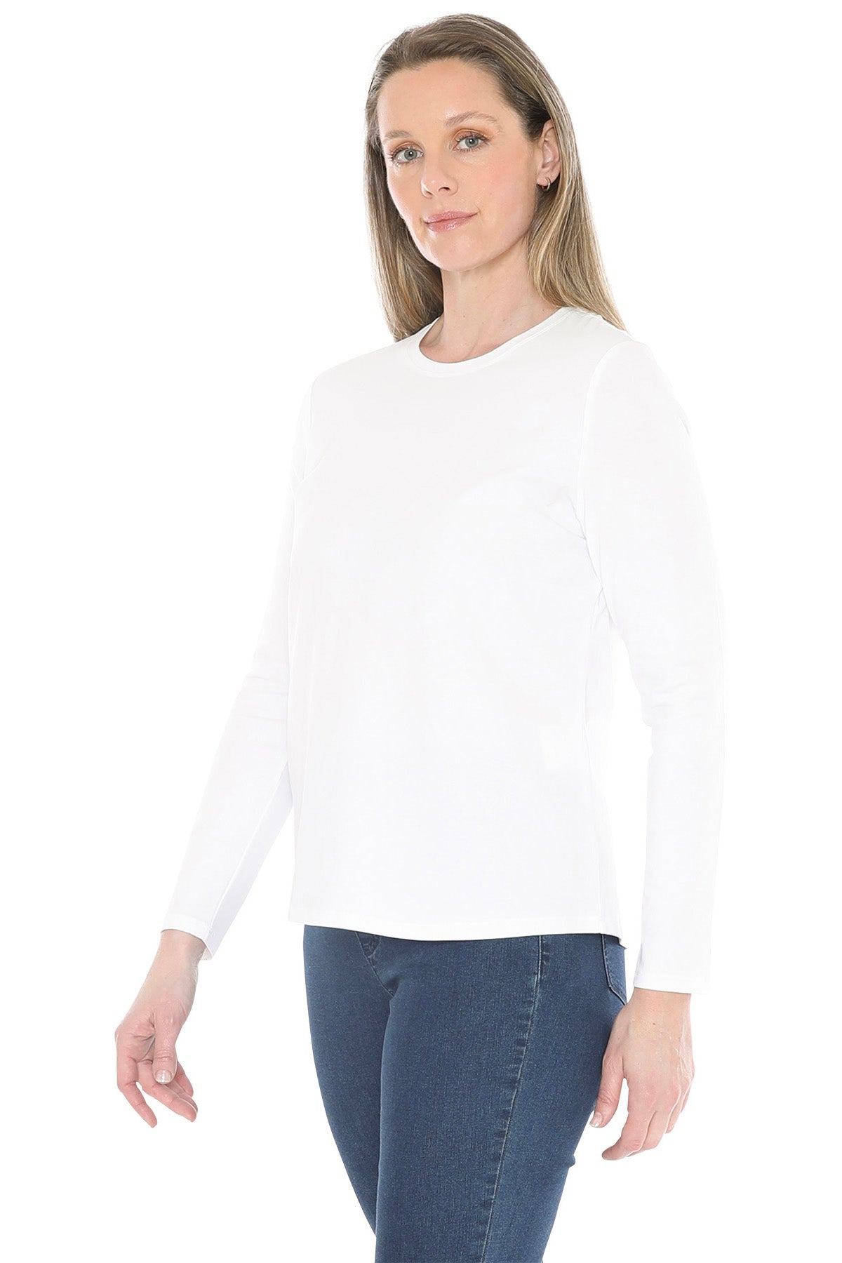 Crew Neck Long Sleeve Tee White