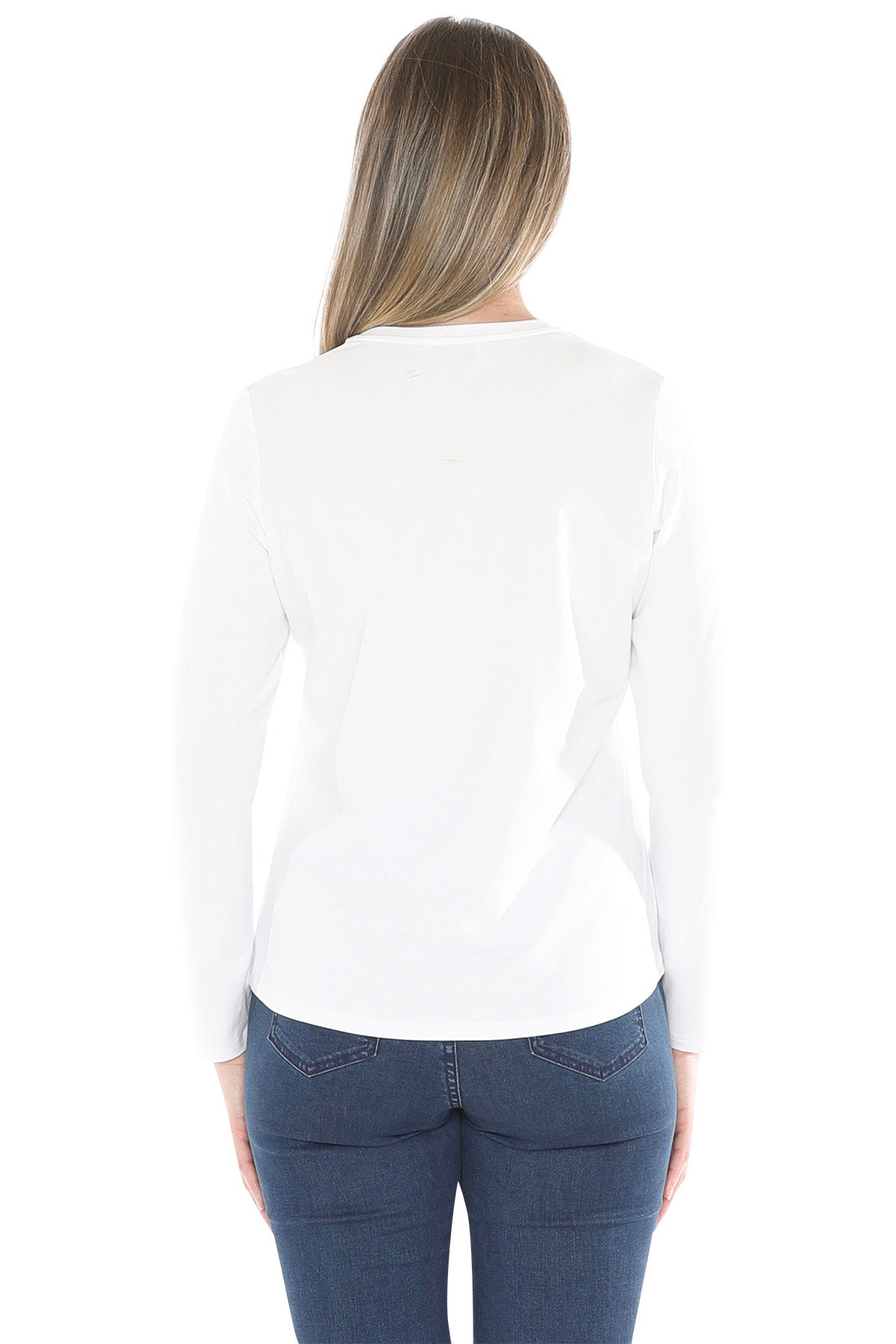 Crew Neck Long Sleeve Tee White