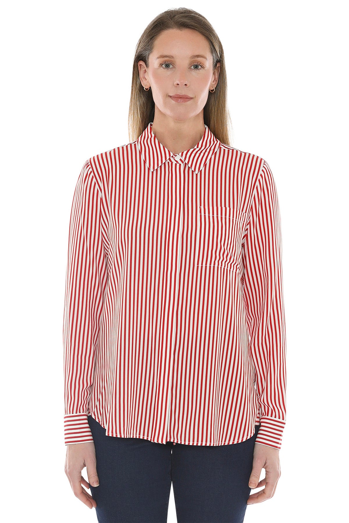 Mono Stripe Shirt Poppy/Ivory