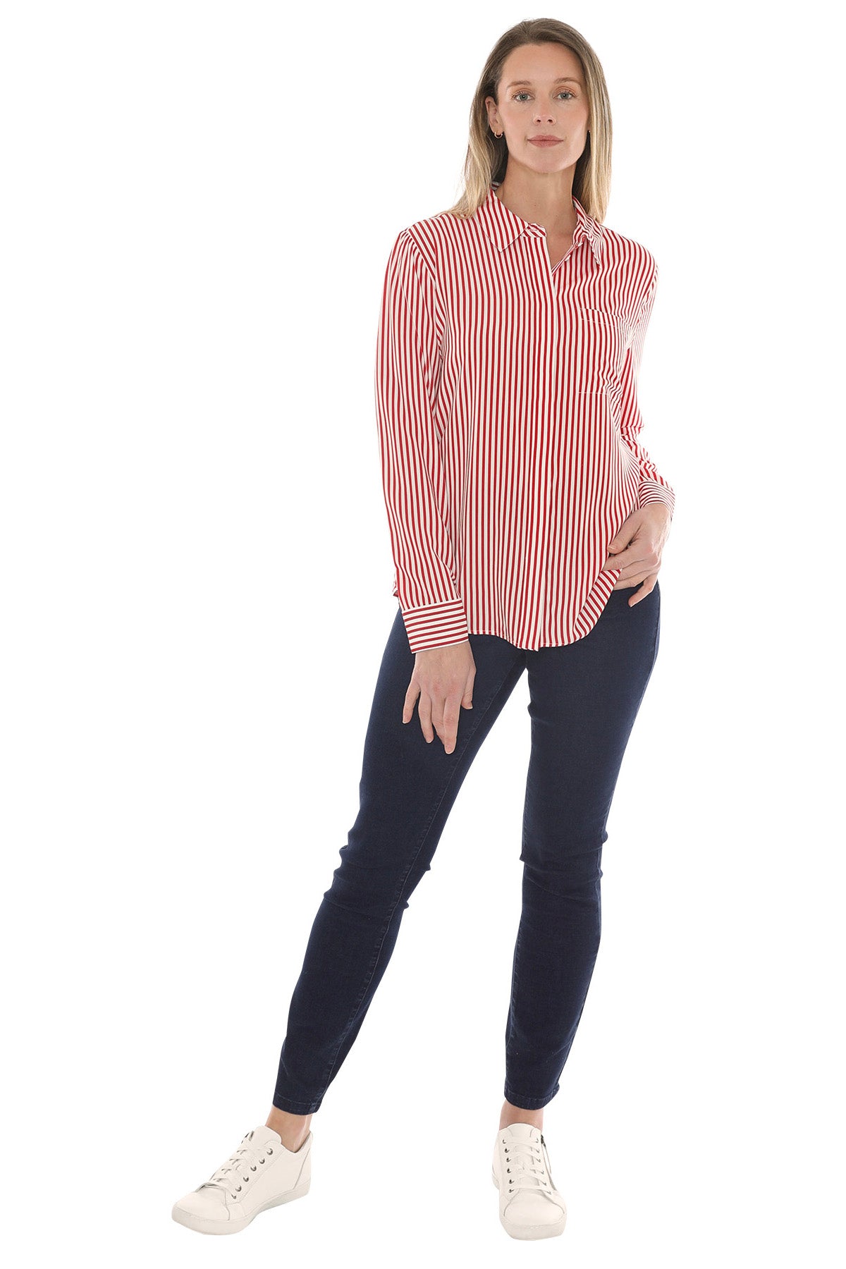 Mono Stripe Shirt Poppy/Ivory