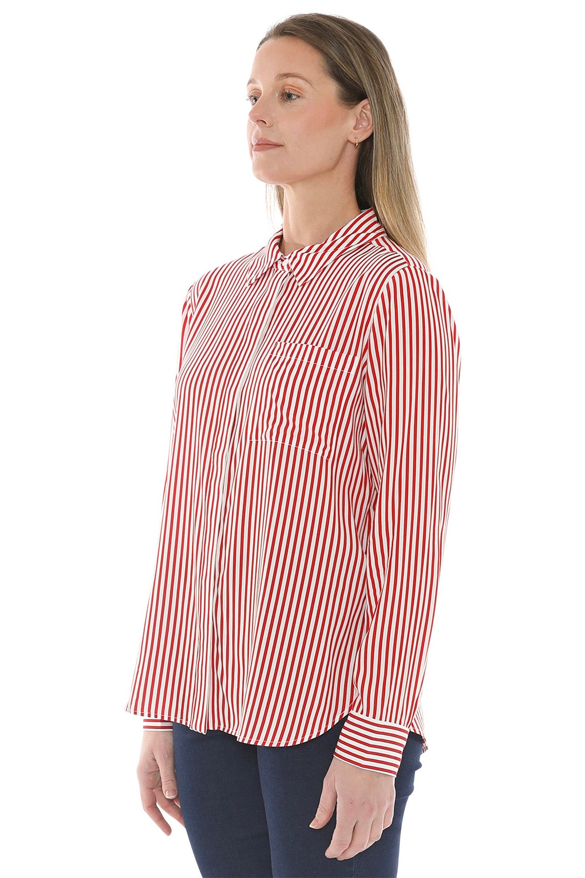 Mono Stripe Shirt Poppy/Ivory