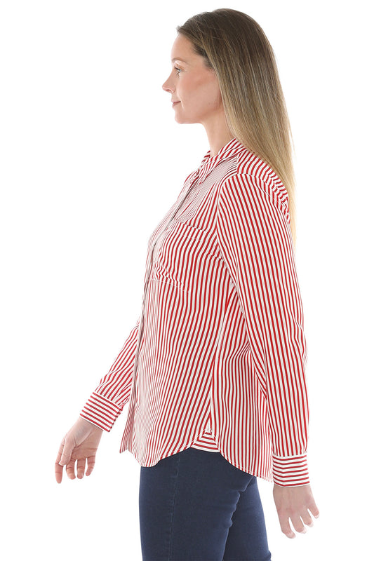 Mono Stripe Shirt Poppy/Ivory