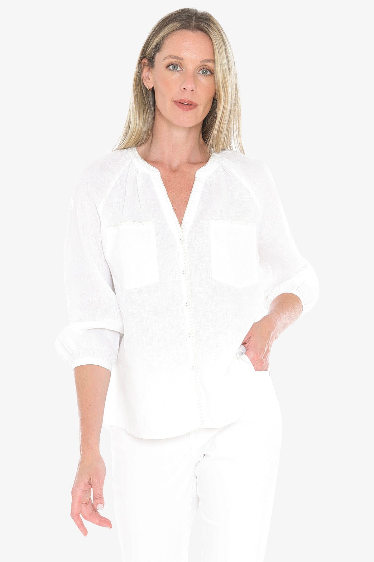 2 Pocket L/S Shirt White