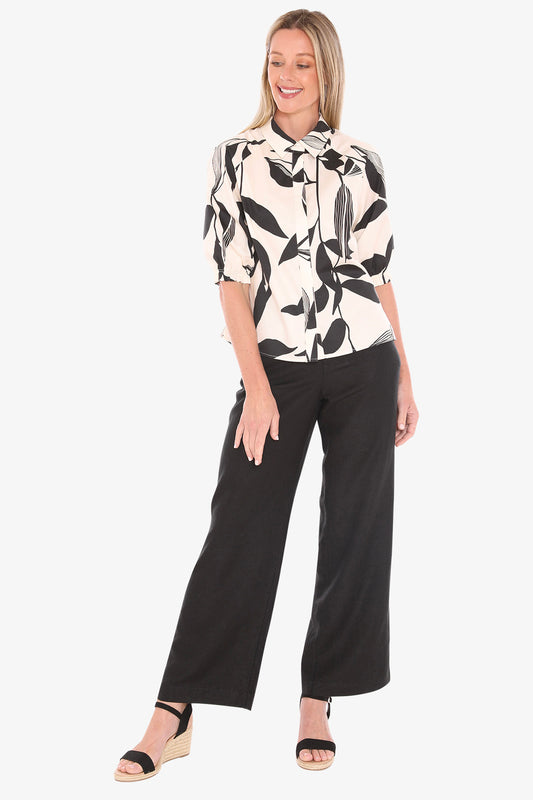 Vine Print Shirt Ecru/Blk
