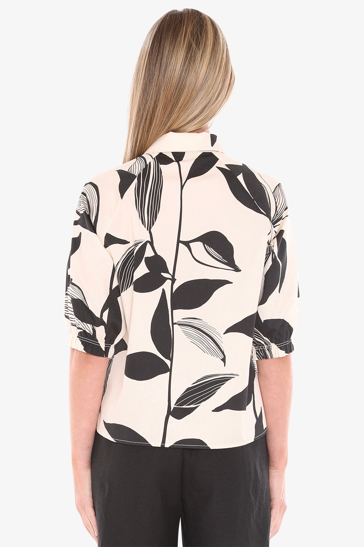 Vine Print Shirt Ecru/Blk