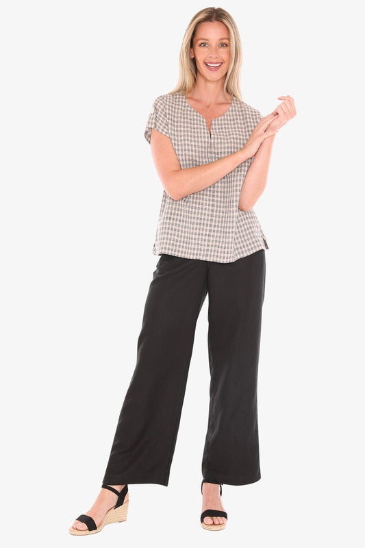 Grid Check Top Sand/Ink