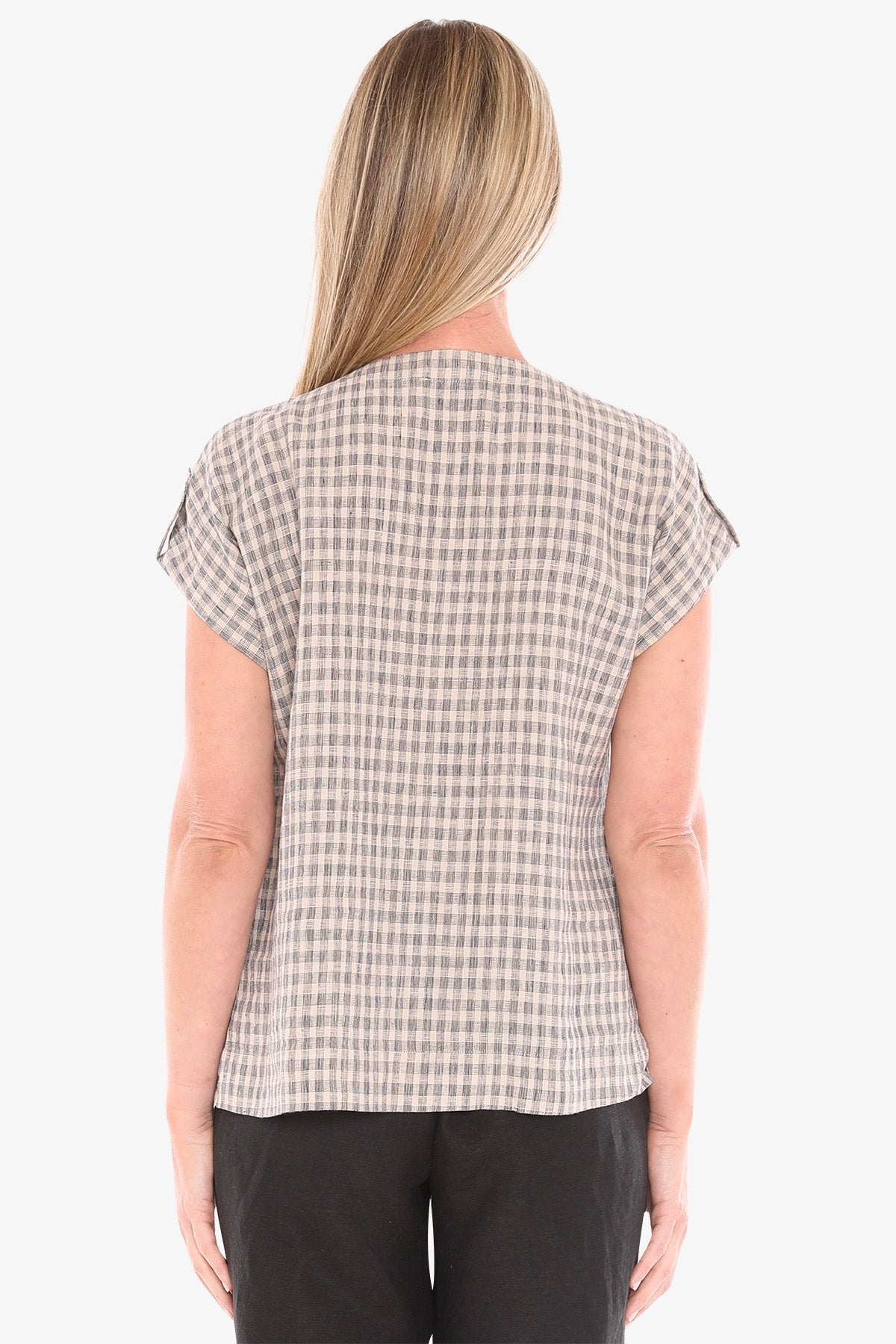 Grid Check Top Sand/Ink