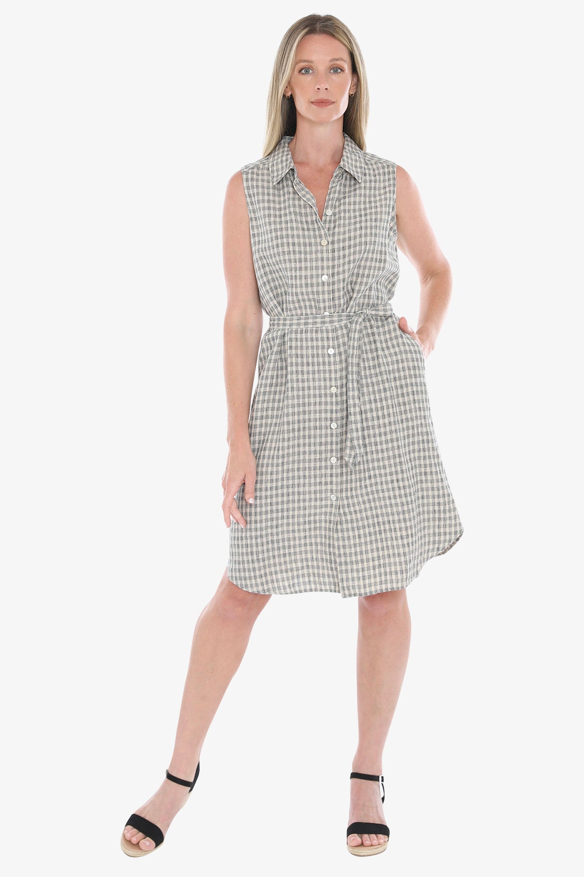 Grid Check Dress Sand/Ink