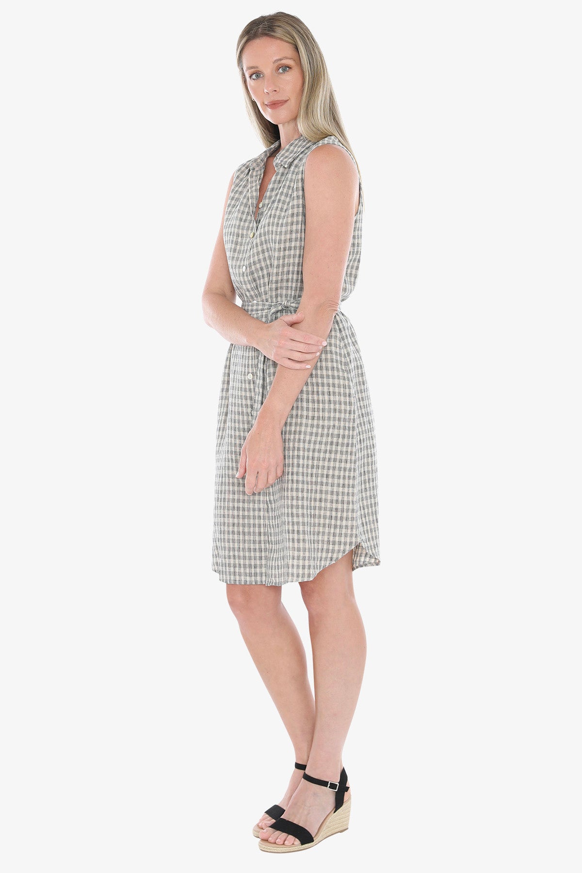 Grid Check Dress Sand/Ink