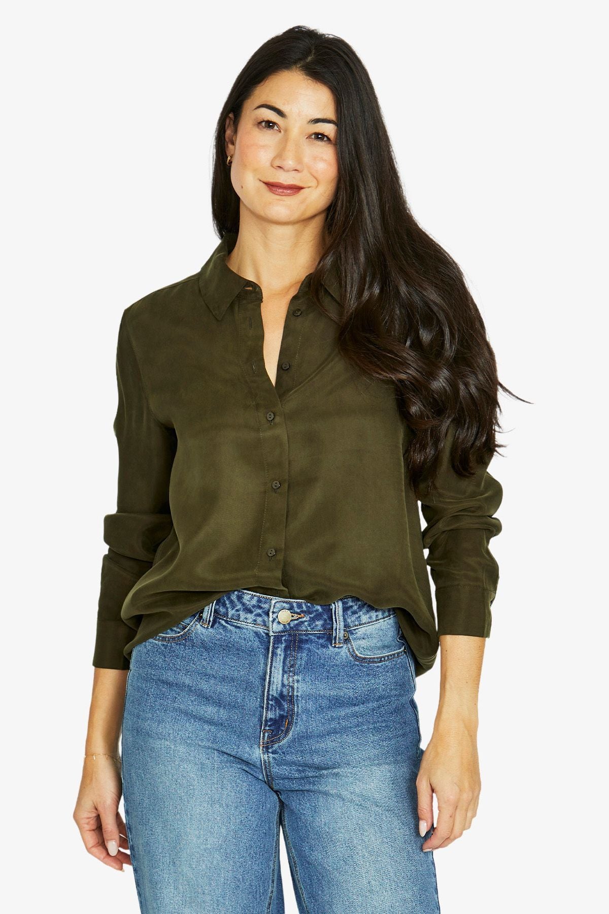 Cupro Shirt Dark Olive