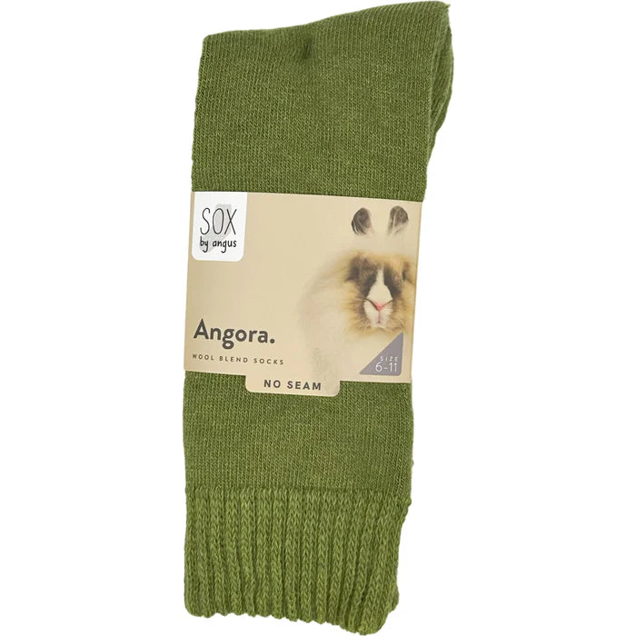 Angora Wool Blend Cushion Crew Khaki Green 6-11