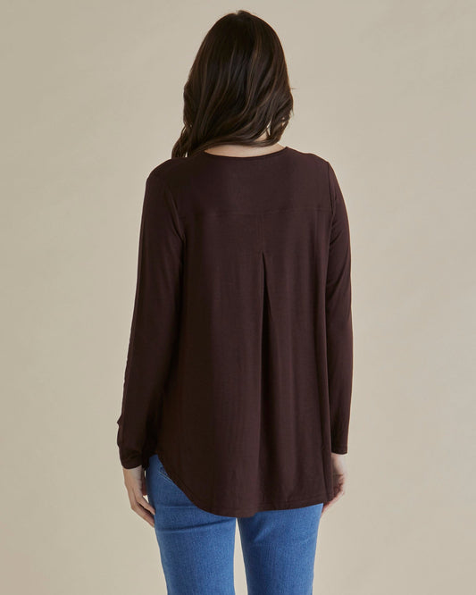 Yasmin Long Sleeve Top Chocolate Brown