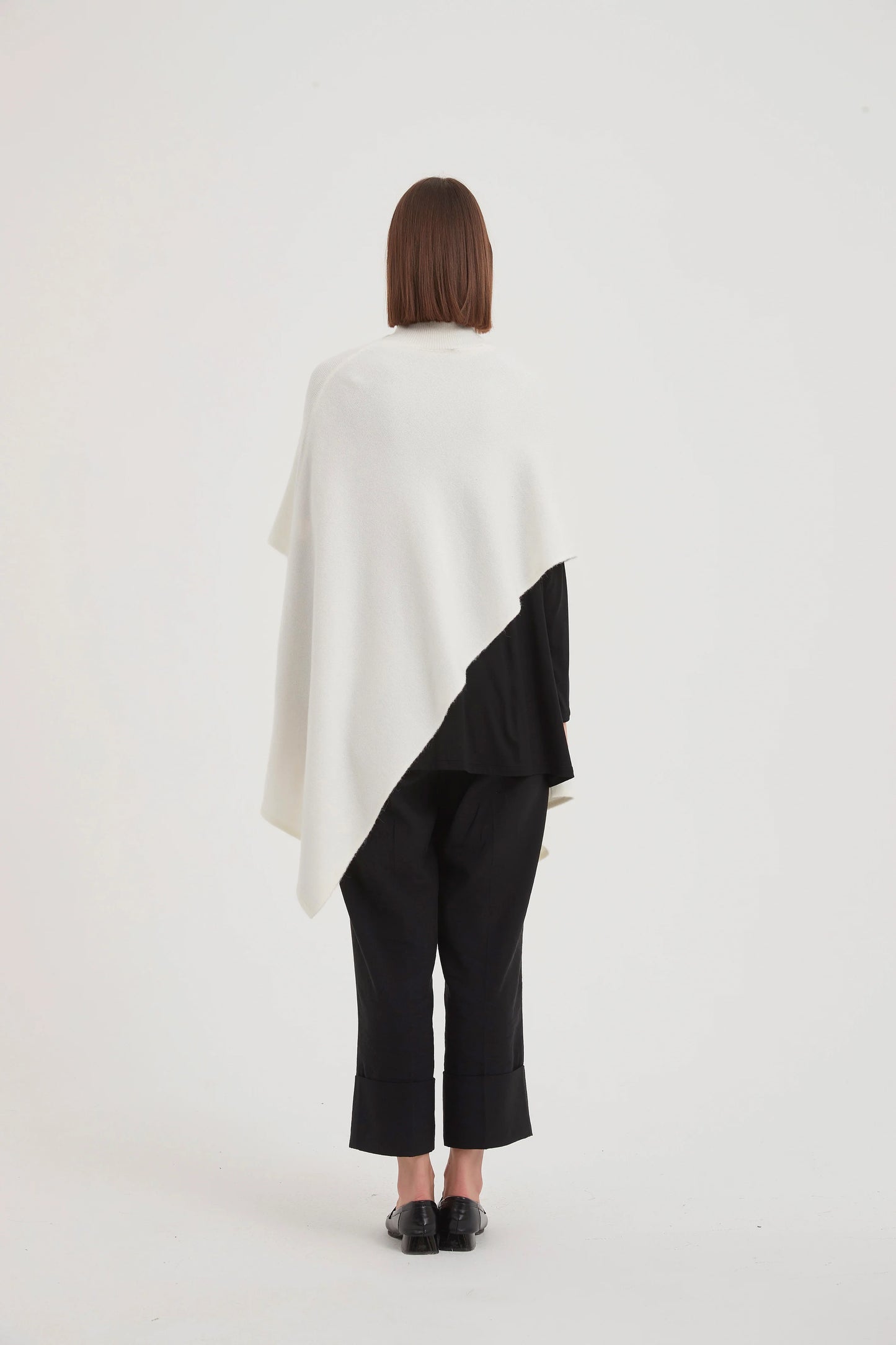 Asymmetric Poncho Cream