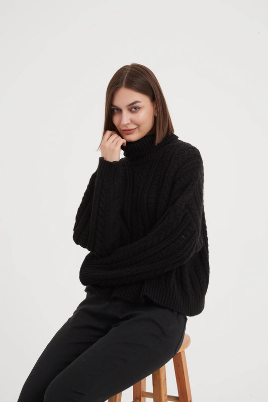 Chunky Cable Oversized Knit Black
