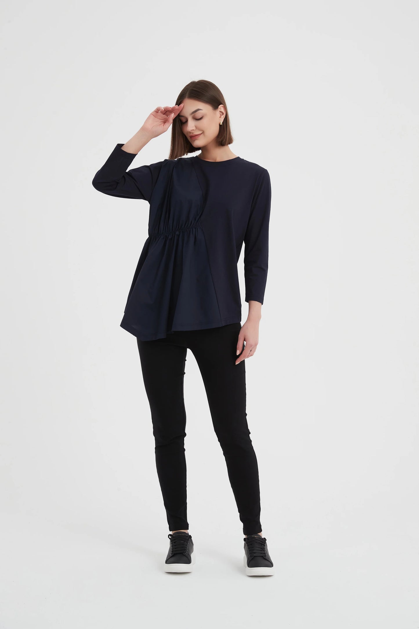 3/4 Sleeve Asymmetric Top