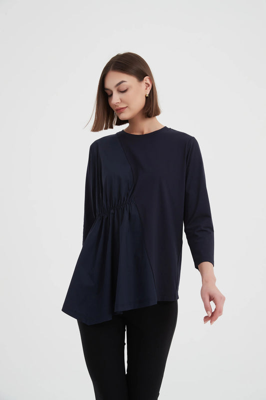 3/4 Sleeve Asymmetric Top