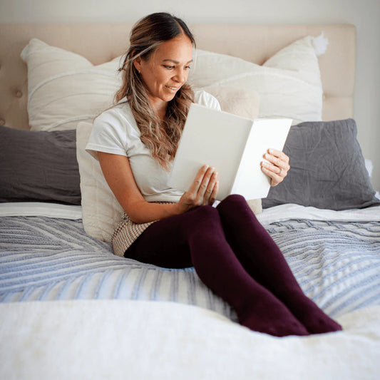 Merino Wool Tights Textured Knit Currant