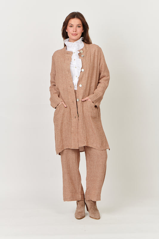 Linen Jacket Chai Puppytooth GA403