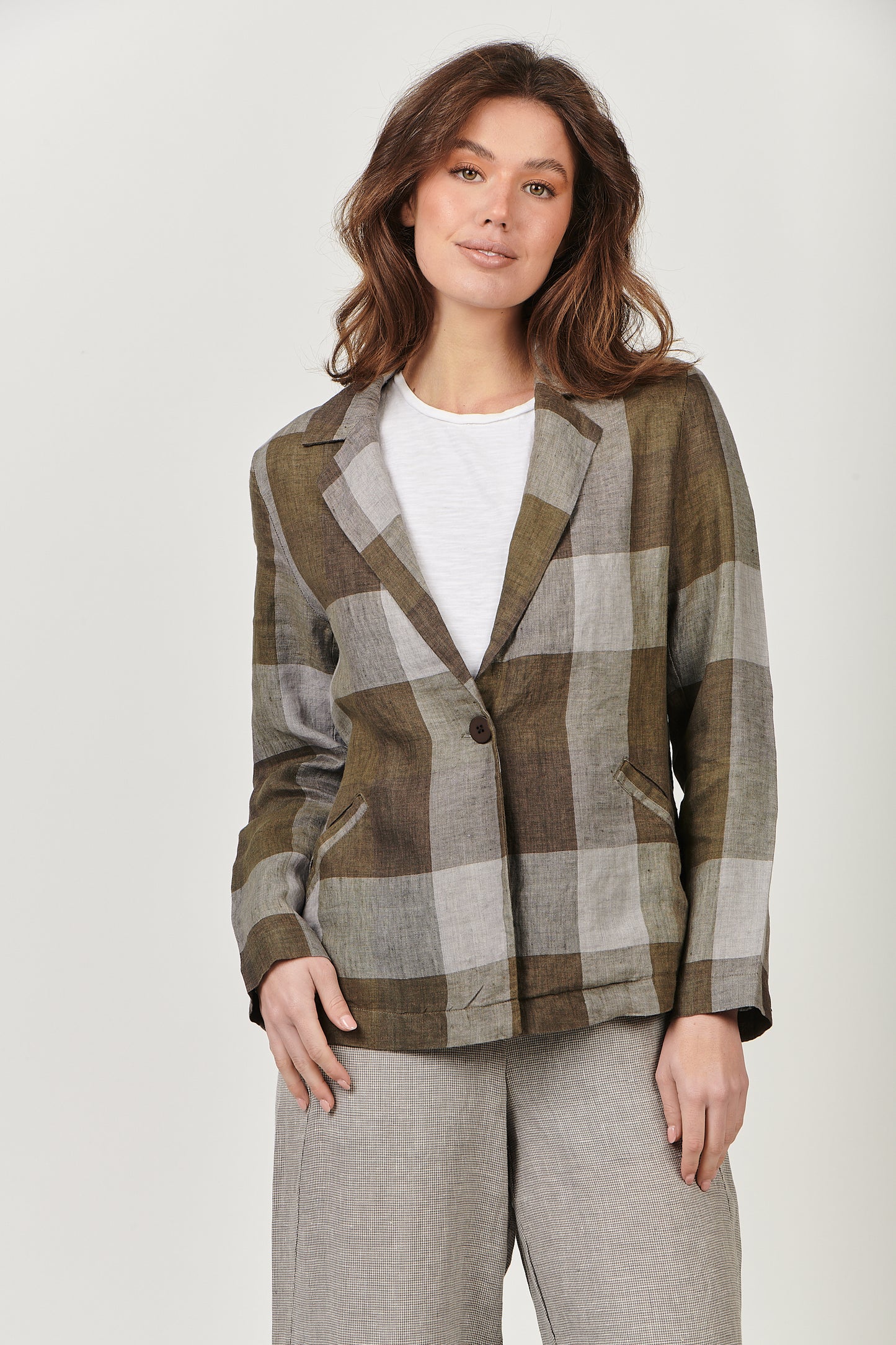 Linen Jacket GA500 Breen Plaid