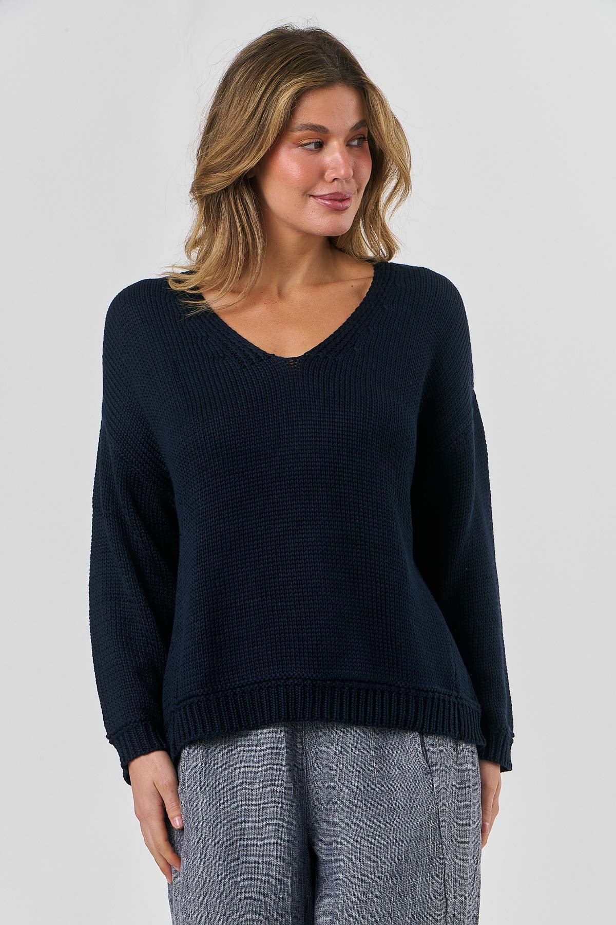 Cotton Knit Sweater Midnight