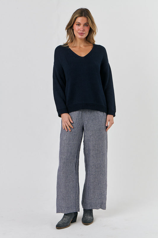 Cotton Knit Sweater Midnight