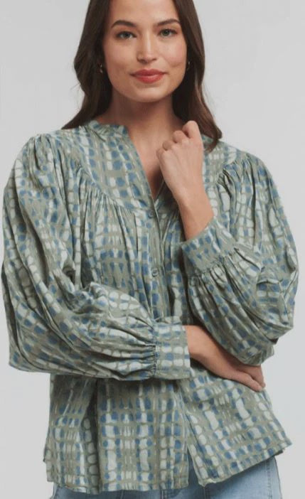 Italian Star Sybil Shirt Electricity Print Khaki
