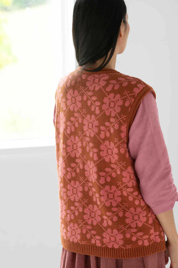 Valerie Vest in Floral Grid Organic Cotton
