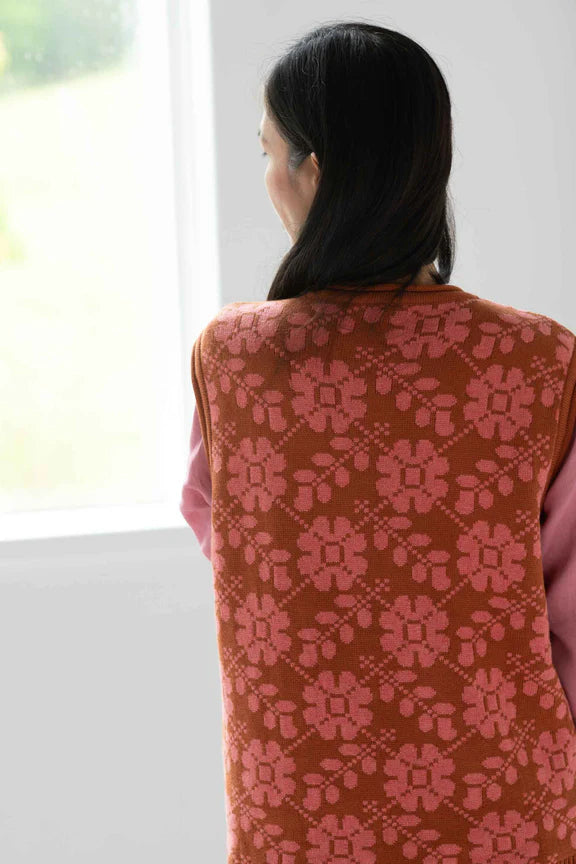 Valerie Vest in Floral Grid Organic Cotton