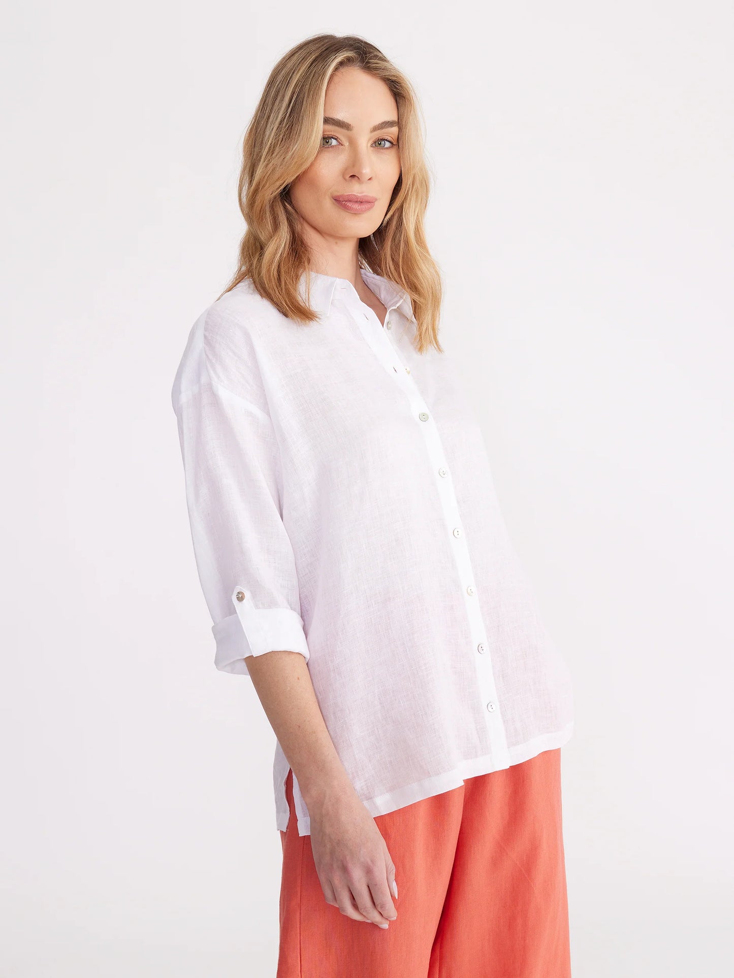 Yarra Trail Relaxed Linen Overshirt White