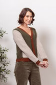 SS683K Spliced Moss Stitch Cardi Khaki Combo