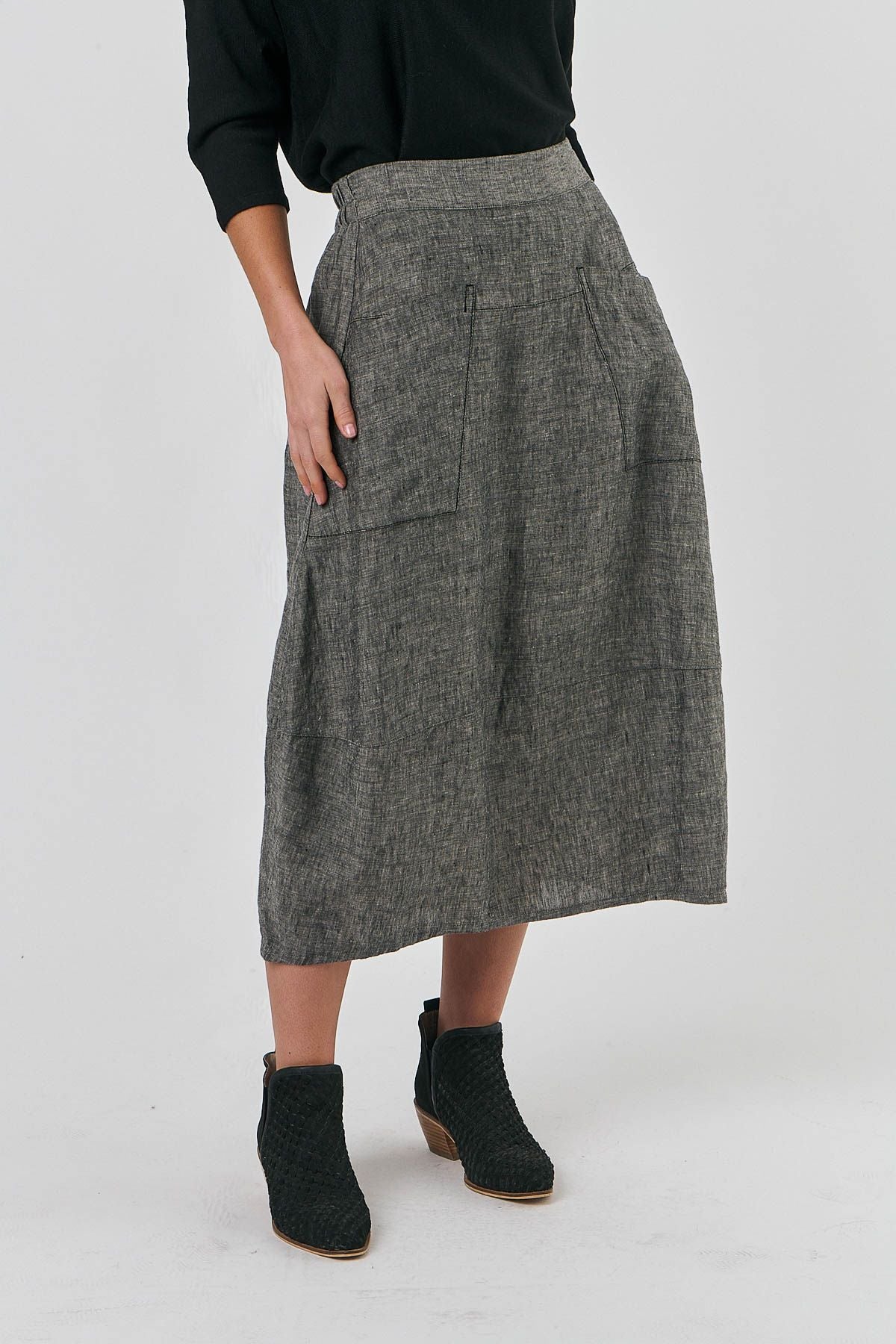 Linen Skirt Carbon