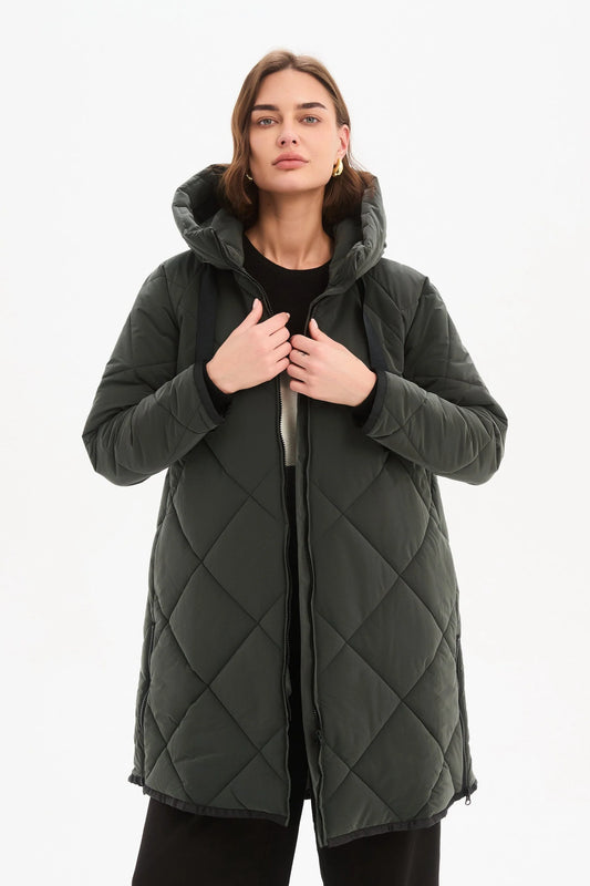 Zip Hem Coat Steel
