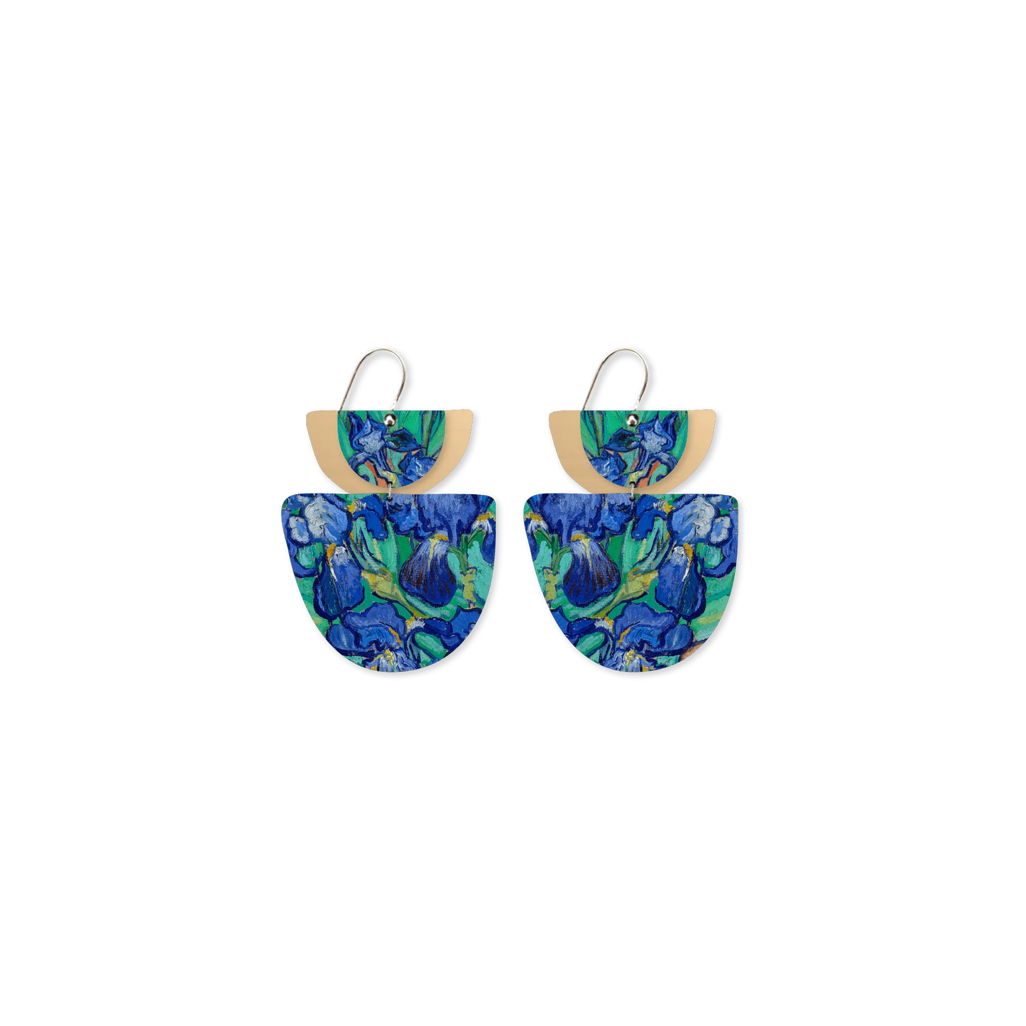 Van Gogh Irises Layered Double Bell Drop Earrings