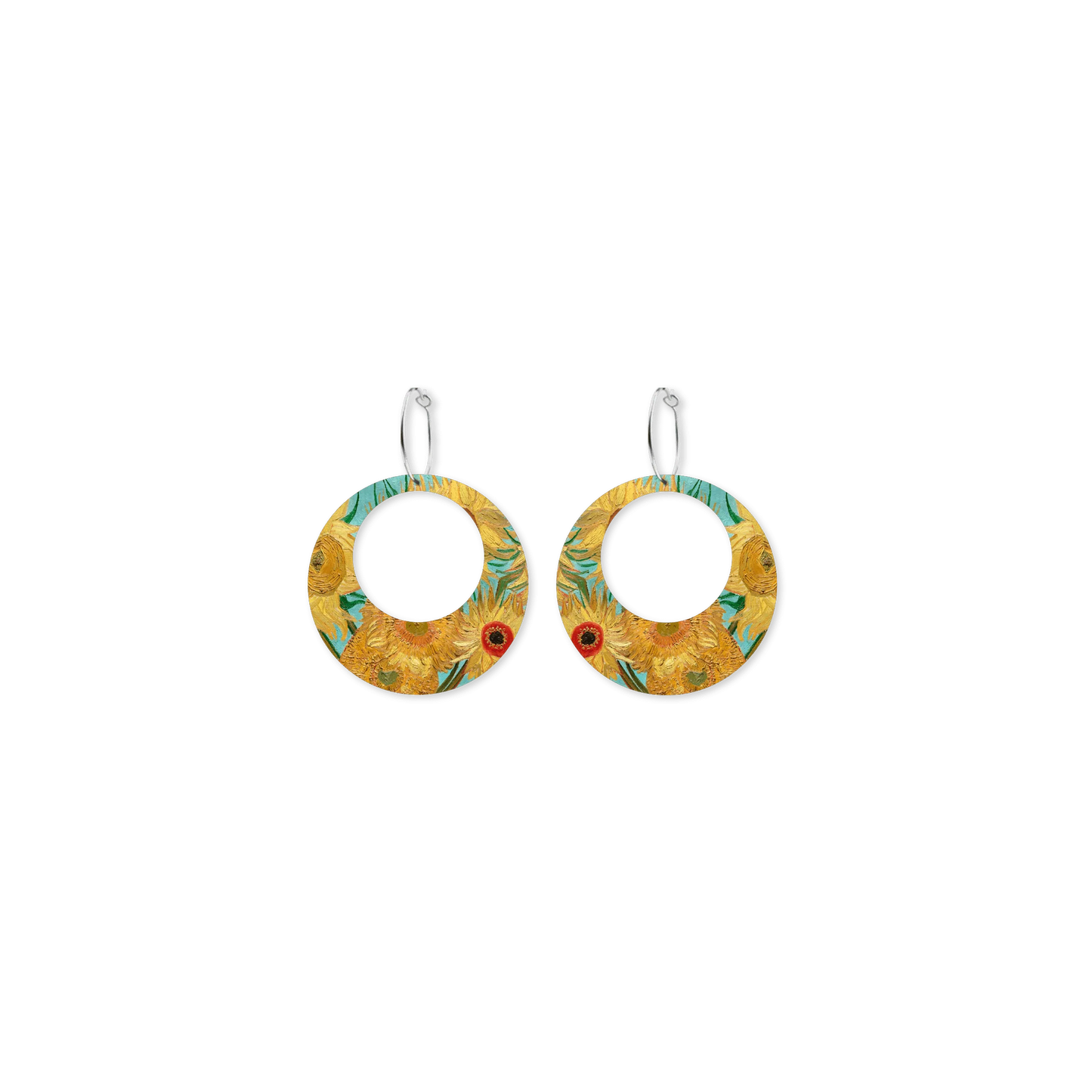 Van Gogh Sunflowers Retro Hoop Earrings