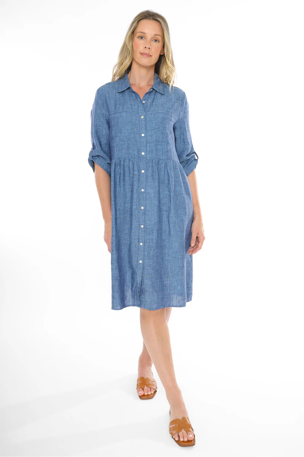 Two Pocket Linen Dress Chambray
