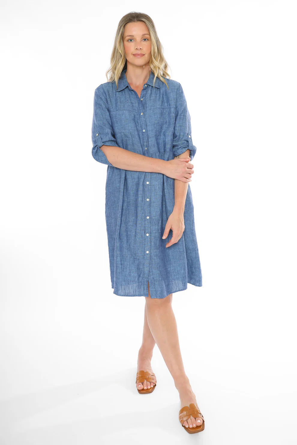 Two Pocket Linen Dress Chambray