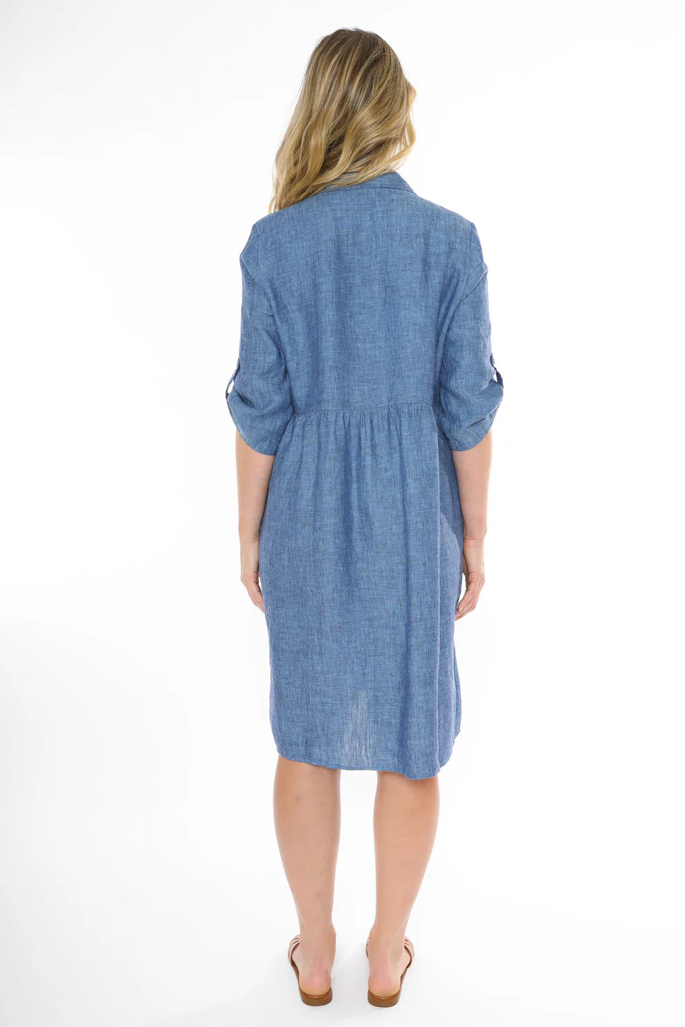 Two Pocket Linen Dress Chambray