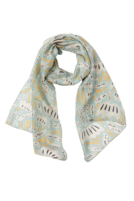 Indus Silk Scarf Bush Daisy Lake/Butter/Indigo