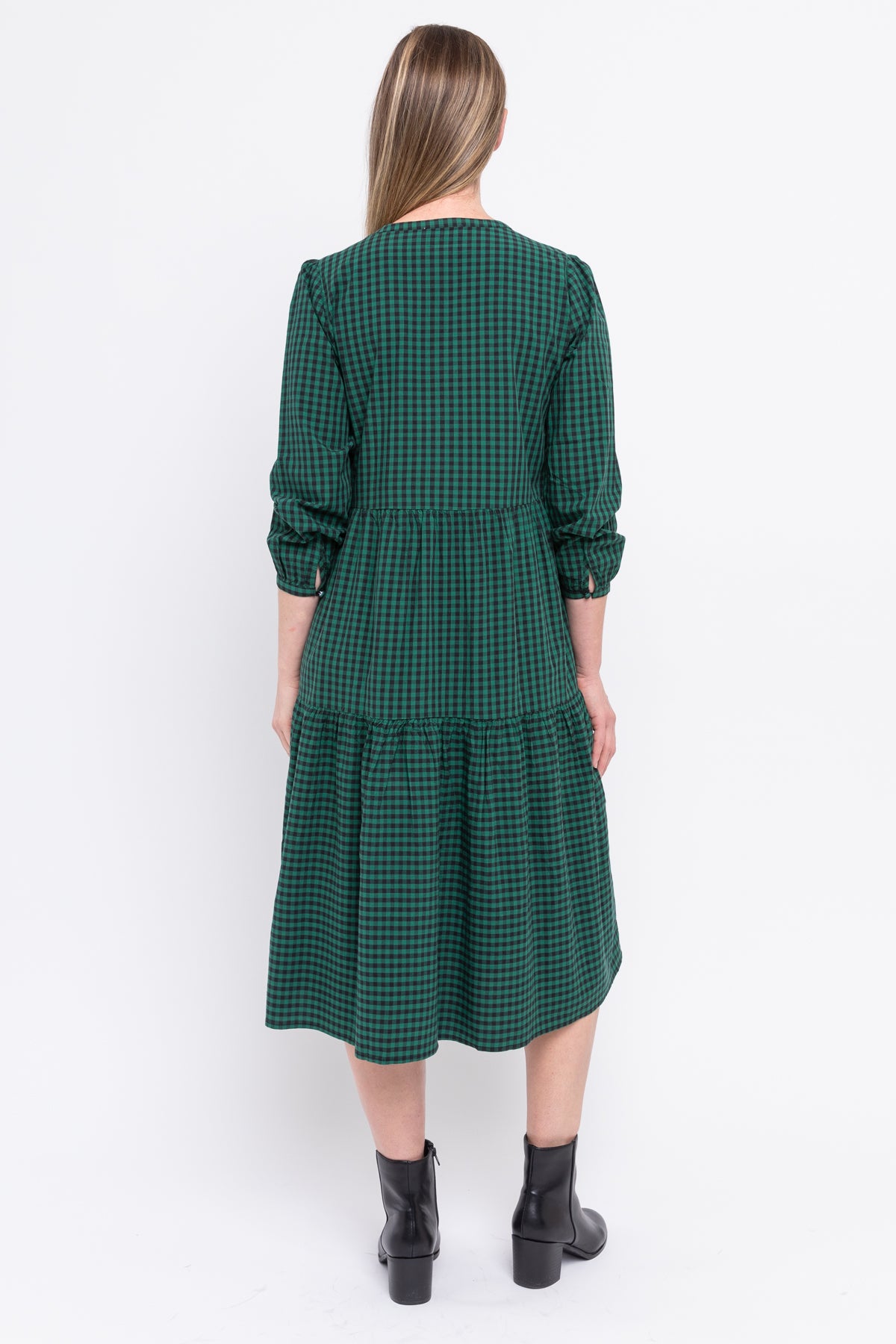 Jump Tiered Check Dress Green/Black