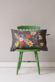 Rainbow Floral Charcoal pillowcase set *organic cotton