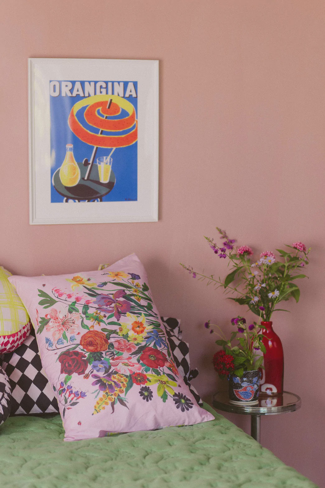 Rainbow Floral Pink pillowcase set *organic cotton