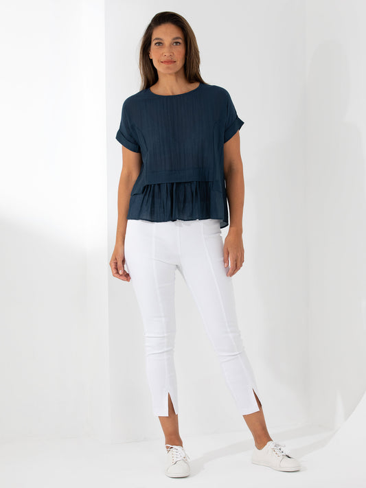 Marco Polo Hem Detail Top Petrol