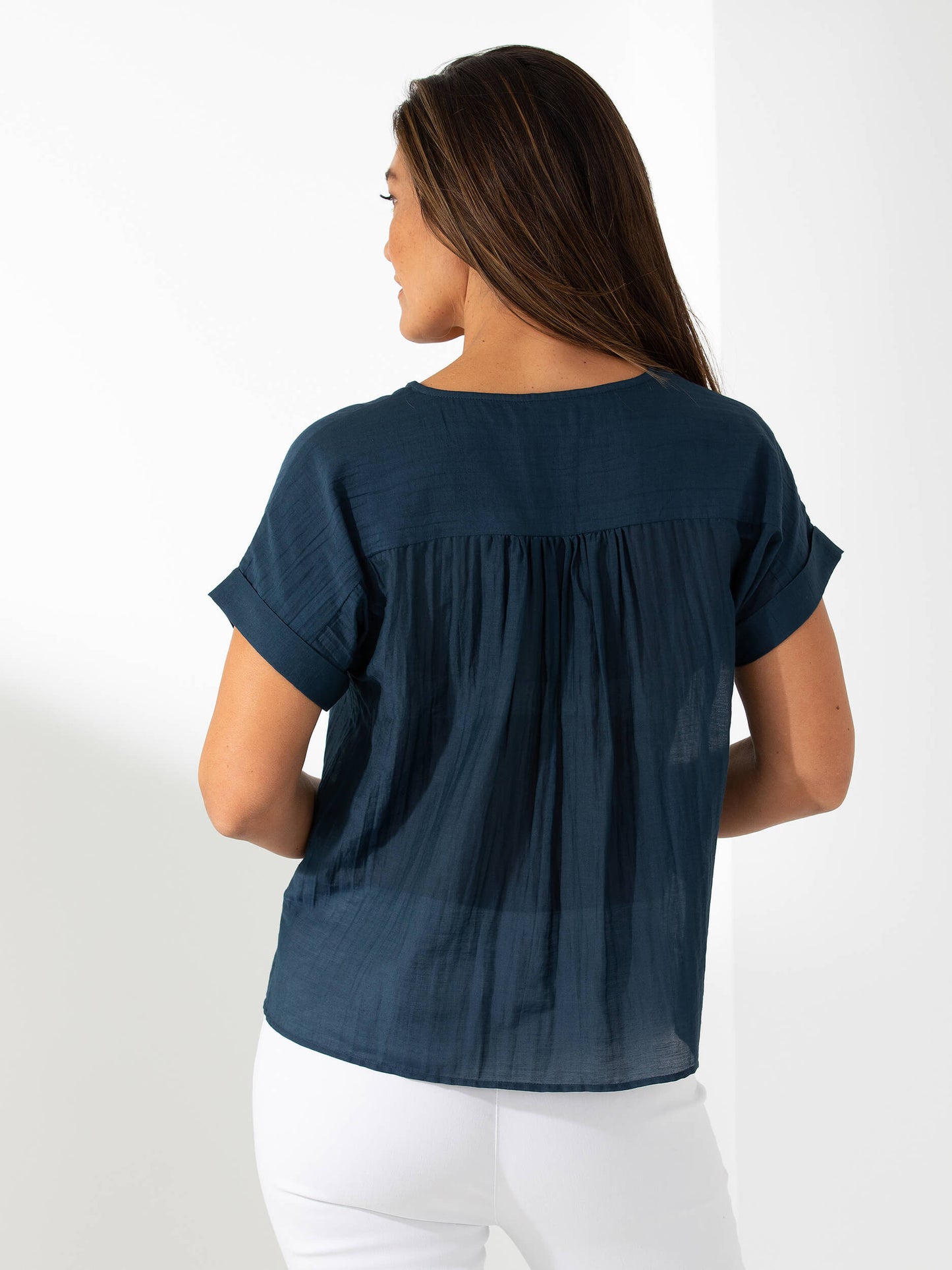Marco Polo Hem Detail Top Petrol