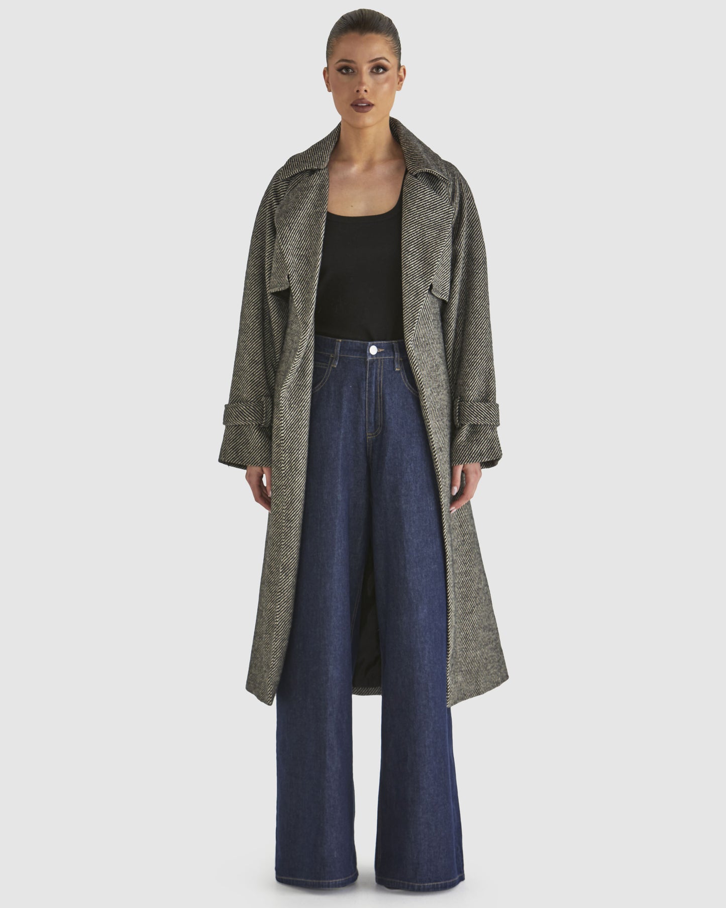 Charmer Trench Coat Black/Cream Black