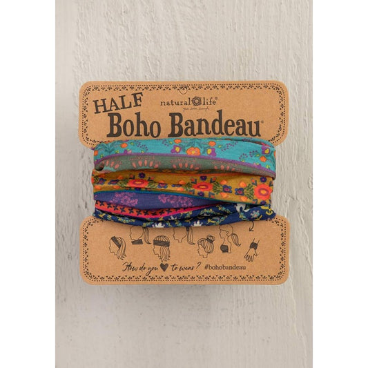 Boho Bandeau Half Navy Floral Border