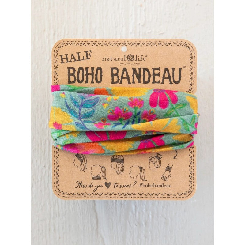 Boho Bandeau Half Yellow Dusty Blue Flower